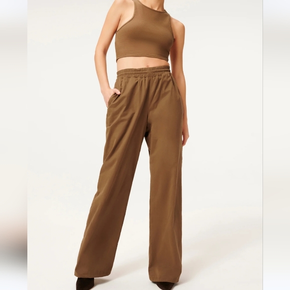 Good American Pants - NWT Good American Sueded Track Wide-Leg Zip Pant